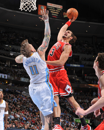 Buy Chicago Bulls v Denver Nuggets: Joakim Noah and Chris Andersen at AllPosters.com