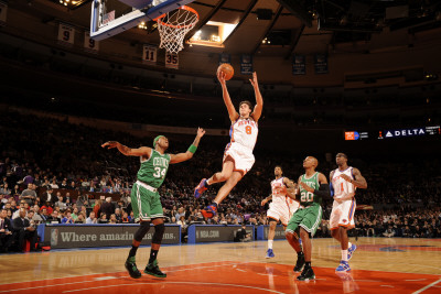 Boston Celtics v New York Knicks: Danilo Gallinari, Paul Pierce and Ray Allen