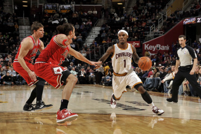 Chicago Bulls v Cleveland Cavaliers: Daniel Gibson, Kyle Korver and Joakim Noah