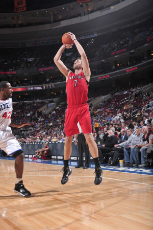 Toronto Raptors v Philadelphia 76ers: Andrea Bargnani and Elton Brand