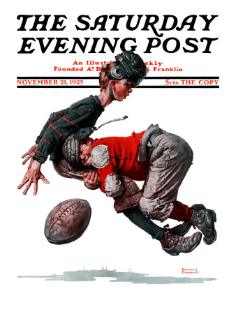 "Fumble" or "Tackled" Saturday Evening Post Cover, November 21,1925 Poster