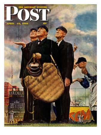 "Bottom of the Sixth"  (Three Umpires) Saturday Evening Post Cover, April 23,1949