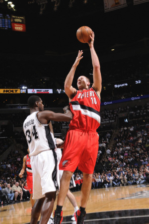 Portland Trail Blazers v San Antonio Spurs: Joel Przybilla and Antonio McDyess