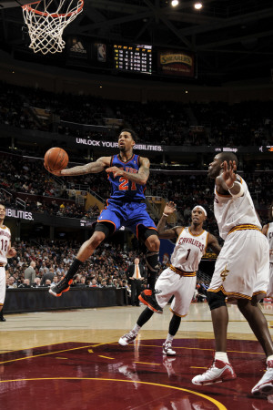 New York Knicks v Cleveland Cavaliers: Wilson Chandler, Daniel Gibson and Antawn Jamison