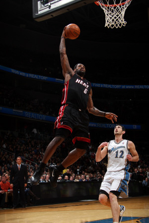 Miami Heat v Washington Wizards: LeBron James and Kirk Hinrich