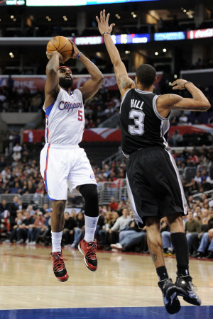 San Antonio Spurs v Los Angeles Clippers: Baron Davis and George Hill