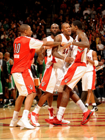 Buy Boston Celtics v Toronto Raptors: Amir Johnson, DeMar DeRozan and Sonny Weems at AllPosters.com