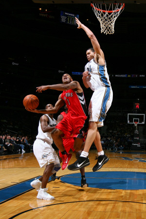 Toronto Raptors v Washington Wizards: Jarrett Jack, JaVale McGee and Gilbert Arenas