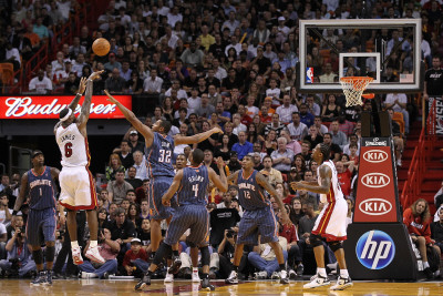 Charlotte Bobcats v Miami Heat: LeBron James and Boris Diaw