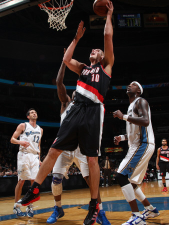 Portland Trail Blazers v Washington Wizards: Joel Przybilla and Gilbert Arenas