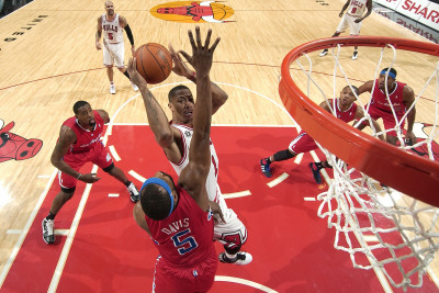 Los Angeles Clippers v Chicago Bulls: Derrick Rose, Baron Davis and DeAndre Jordan