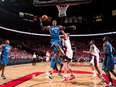Orlando Magic v Portland Trail Blazers: Joel Pryzbilla and Dwight Howard