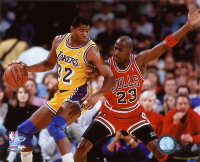 Buy Michael Jordan & Magic Johnson 1990 Action at AllPosters.com