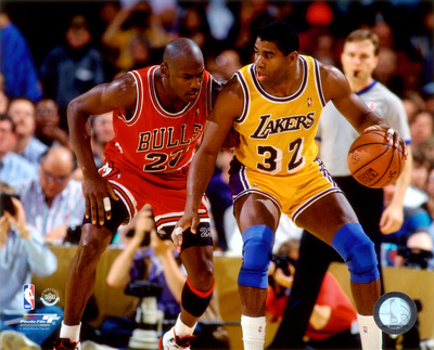 Buy Michael Jordan & Magic Johnson 1990 Action at AllPosters.com