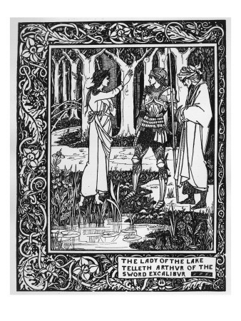 The Lady of the Lake Telleth Arthur of the Sword Excalibur, Illustration from 'Le Morte D'Arthur'