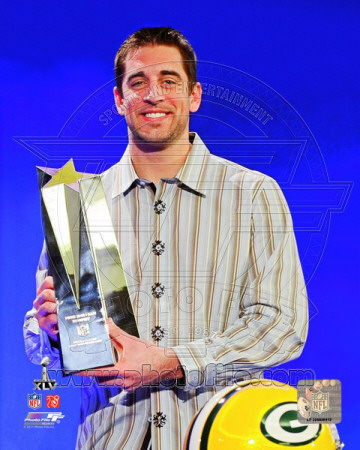 Aaron Rodgers with Super Bowl XLV MVP Trophy (#23) Poster