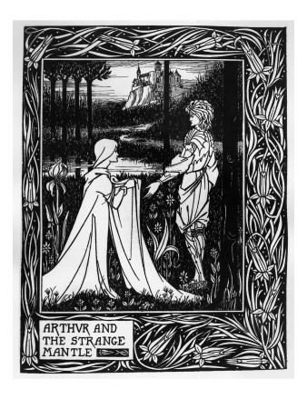Arthur and the Strange Mantle, an Illustration from 'Le Morte D'Arthur' by Sir Thomas Malory