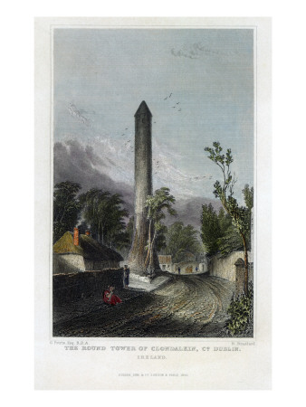The Round Tower of Clondalkin, Engraved by Robert Brandard, 1844