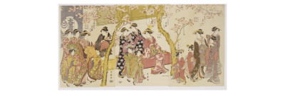 Three Groups of Courtesans with their Shinzo and Kamuro