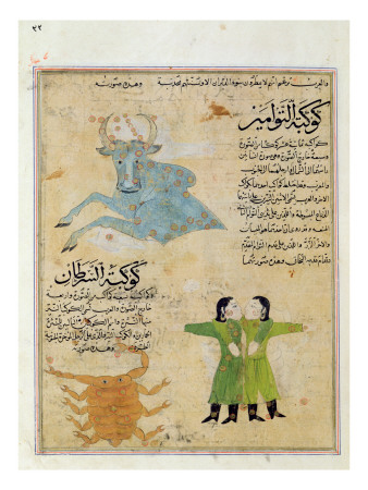 Ms E-7 Fol.23A the Constellations of the Bull, the Twins and the Crab
