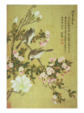 Crabapple, Magnolia and Baitou Birds