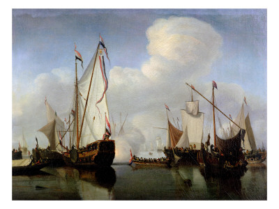 A Calm: a Dutch States Yacht Firing a Salute