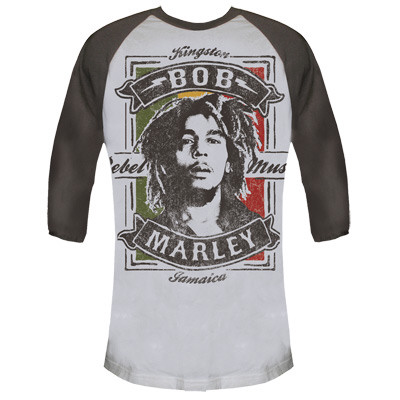 Bob Marley - Rebel Music Baseball Tee Poster
