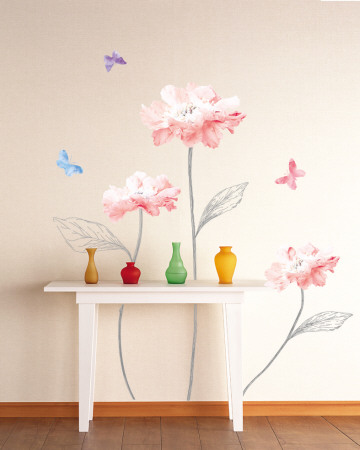 Sketched Stems and Vibrant Flowers Posters