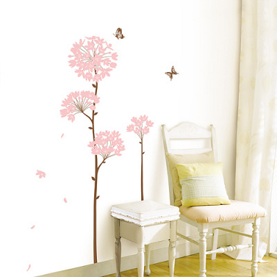 Long Stem Pink Flower Butterfly Petals Posters