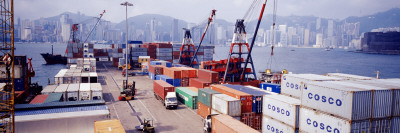 Shipping Containers, Victoria Harbor, Hong Kong, China
