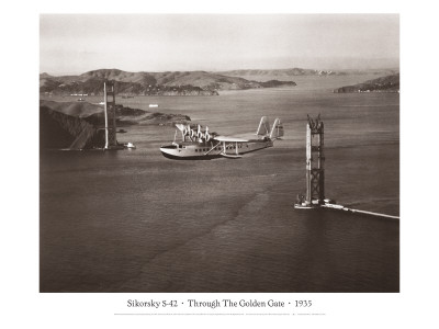 Buy Sikorsky S-42 through the Golden Gate under Construction, San Francisco, 1935 at AllPosters.com