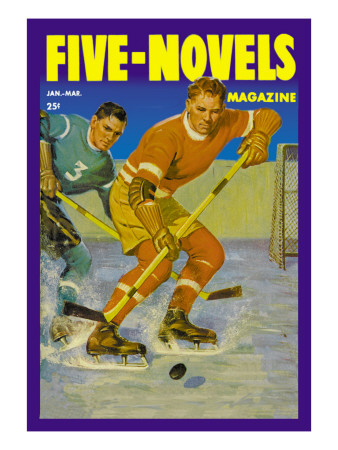 Two Players Skating Towards the Bouncing Puck Poster