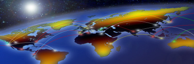Flight Plan Marked on a Globe