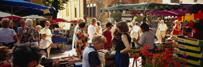 Group of People in a Street Market, Ceret, France