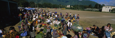 High Angle View of a Group of People in a Vegetable Market, Almolonga, Guatemala