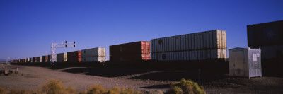 Cargo Containers on a Freight Train, California, USA