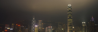 Buildings Lit Up at Night, International Finance Centre, Hong Kong, China