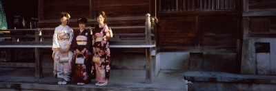 Three Women in Kimono Celebrating Seijin No Hi, Sagamihara, Kanto Region, Honshu, Japan