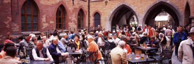 Group of People in a Restaurant, City Hall Courtyard, Munich, Bavaria, Germany