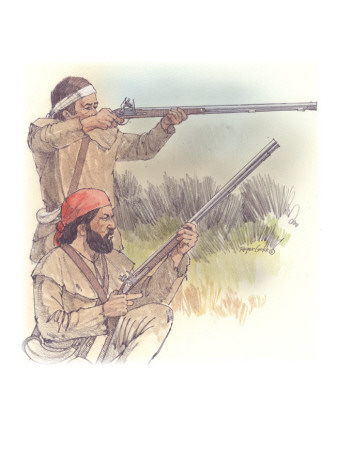 Two Corpsmen are Aiming their Firearms at an Unseen Object