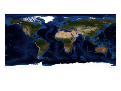 Topographic & Bathymetric Shading of Full Earth