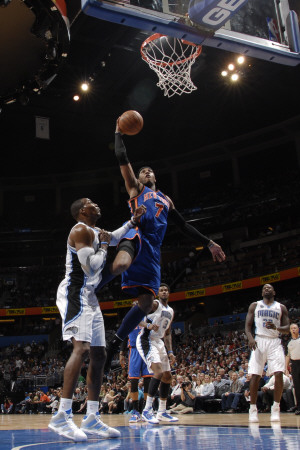 Buy New York Knicks v Orlando Magic, Orlando, FL - March 1: Carmelo Anthony and Dwight Howard at AllPosters.com