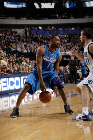 Orlando Magic v Dallas Mavericks, Dallas, TX - January 8: DeShawn Stevenson and Gilbert Arenas