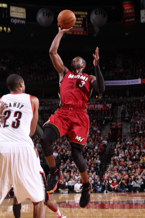 Miami Heat v Portland Trail Blazers, Portland, OR - January 9: Marcus Camby and Dwayne Wade