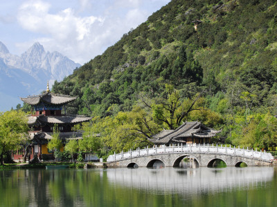 Bridge and Pavilion at Black Dragon Pool Park (Heilongtan Gongyuan)