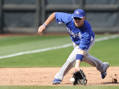 Kansas City Royals v Texas Rangers, SURPISE, AZ - FEBRUARY 27: Mike Moustakas Poster