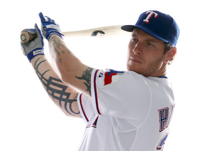 Texas Rangers Photo Day, SURPRISE, AZ - FEBRUARY 25: Josh Hamilton Poster