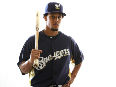 Milwaukee Brewers Photo Day, MARYVALE, AZ - FEBRUARY 24: Carlos Gomez Poster