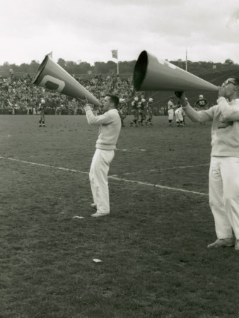 Male Cheerleaders at Football Game Poster