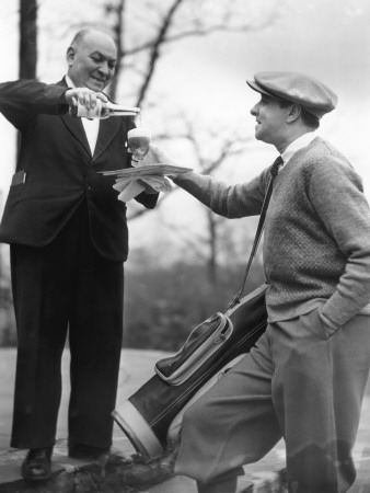 Golfer Being Served Drink By Butler Poster